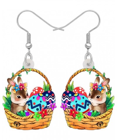 Acrylic Easter Basket Eggs Bunny Earrings Dangle Drop Cute Rabbit Jewelry Easter Gifts for Women Girls Multi $7.40 Earrings