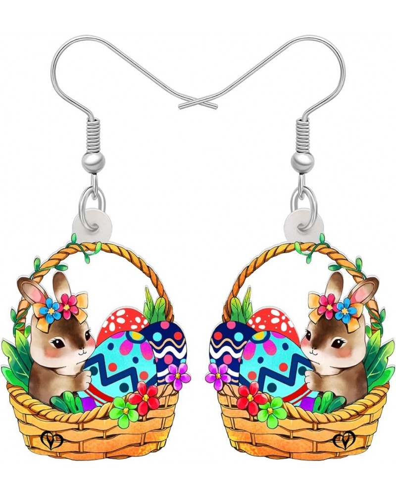 Acrylic Easter Basket Eggs Bunny Earrings Dangle Drop Cute Rabbit Jewelry Easter Gifts for Women Girls Multi $7.40 Earrings