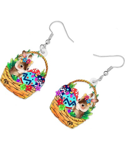 Acrylic Easter Basket Eggs Bunny Earrings Dangle Drop Cute Rabbit Jewelry Easter Gifts for Women Girls Multi $7.40 Earrings