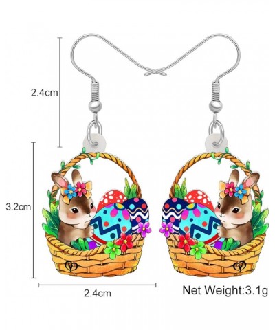 Acrylic Easter Basket Eggs Bunny Earrings Dangle Drop Cute Rabbit Jewelry Easter Gifts for Women Girls Multi $7.40 Earrings