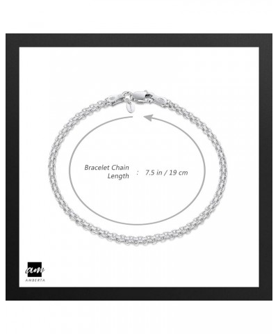 925 Sterling Silver 2.2 mm Bismark Chain Bracelet Size 7" 7.5" 8" in 7.5 inch / 19 cm $9.43 Bracelets