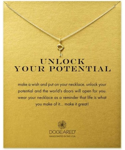 Unlock Your Potential Key Pendant Necklace with Meaning Card Women Girls Jeweiry Friendship Gifts Key Gold $6.59 Necklaces