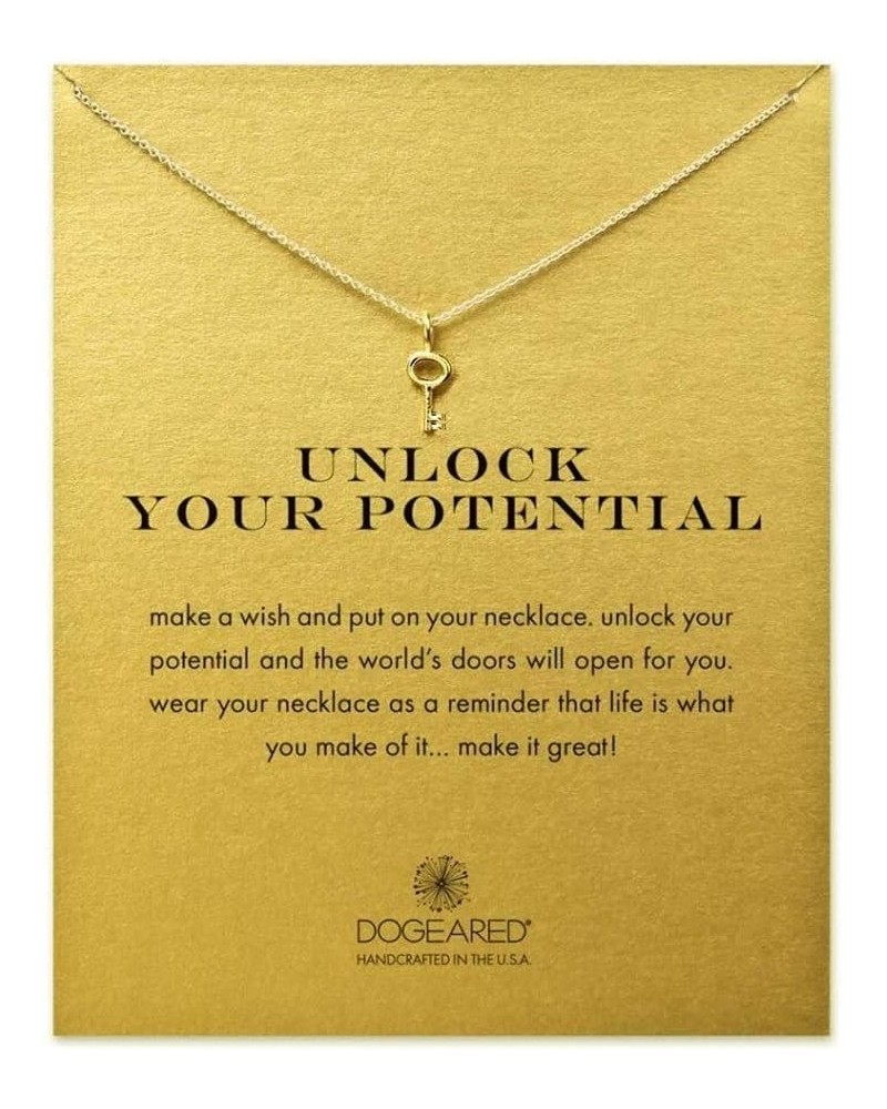 Unlock Your Potential Key Pendant Necklace with Meaning Card Women Girls Jeweiry Friendship Gifts Key Gold $6.59 Necklaces