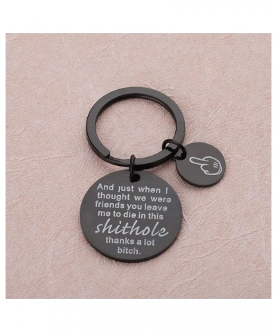 Coworker Leaving Gift Going Away Gift Shithole Thanks A Lot Bitch Keychain Goodbye Gift For Her Black Bitch Key $10.79 Bracelets