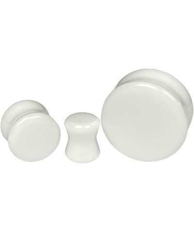 Pair of White Glass Double Flare Plugs (PG-586) 1/2" (12mm) $9.87 Body Jewelry