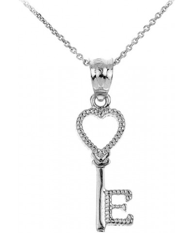 925 Sterling Silver Heart Key Initial Letter E Pendant Necklace 16.0 Inches $20.34 Necklaces