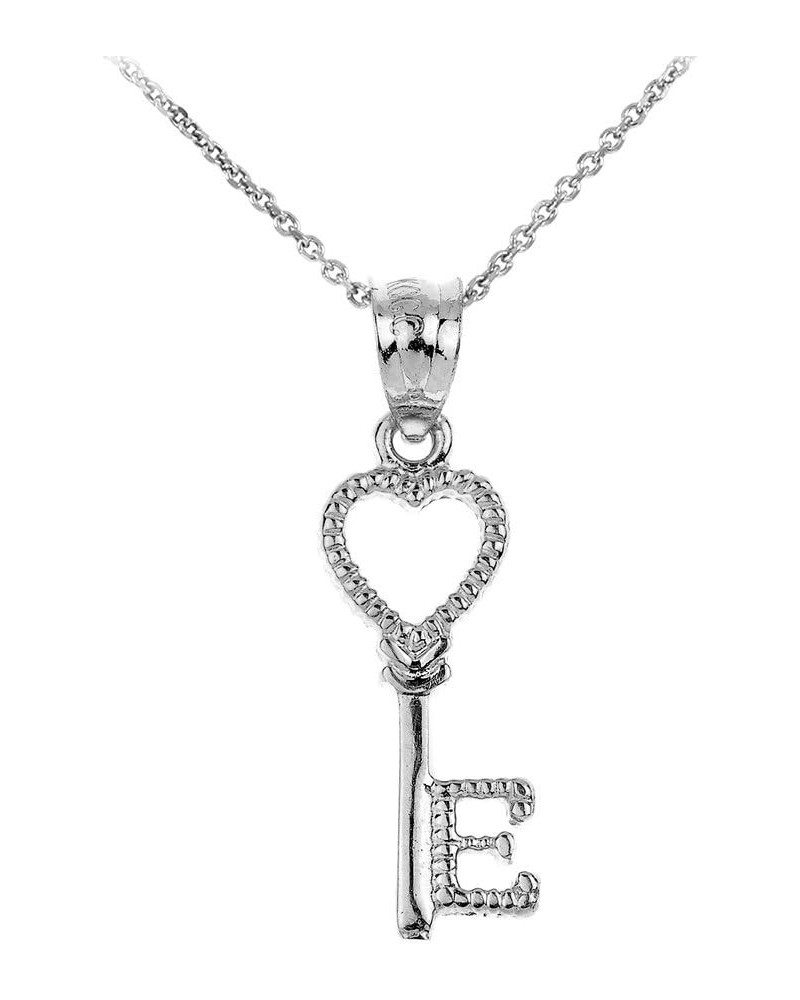 925 Sterling Silver Heart Key Initial Letter E Pendant Necklace 16.0 Inches $20.34 Necklaces