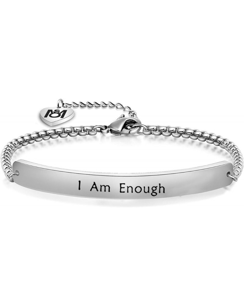 I Am Enough Bracelet Inspirational Bracelet Identification Bracelets for Her Sliver bracelet $11.33 Bracelets