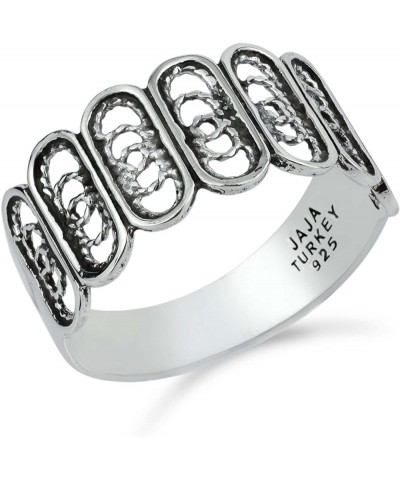 Sterling Silver Filigree Art Women Statement Band Rings Collection Oval $15.40 Rings