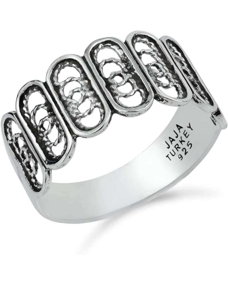 Sterling Silver Filigree Art Women Statement Band Rings Collection Oval $15.40 Rings