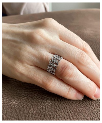 Sterling Silver Filigree Art Women Statement Band Rings Collection Oval $15.40 Rings