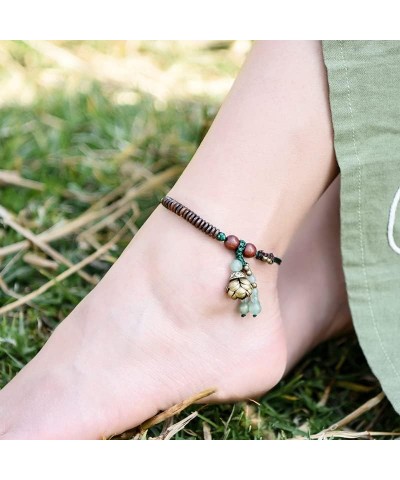 Crystal Beaded Anklet Bracelets Handmade Jade Bronze Bell Charm Chinese Anklet for Women Girls Anklet_3 $5.09 Anklets