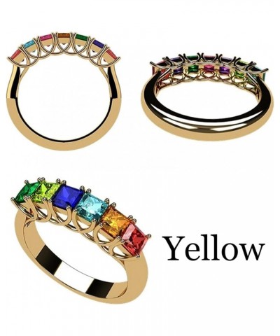 Princess Cut Lucita Mothers Rings w/ 1 to 7 Simulated Birthstones in Sterling Silver or 10K Gold Yellow Gold $37.38 Rings