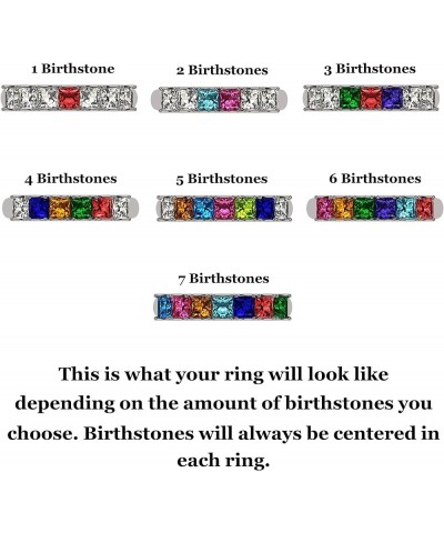 Princess Cut Lucita Mothers Rings w/ 1 to 7 Simulated Birthstones in Sterling Silver or 10K Gold Yellow Gold $37.38 Rings