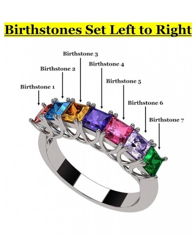 Princess Cut Lucita Mothers Rings w/ 1 to 7 Simulated Birthstones in Sterling Silver or 10K Gold Yellow Gold $37.38 Rings