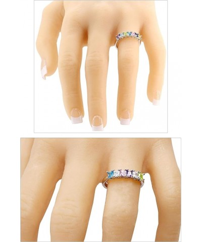 Princess Cut Lucita Mothers Rings w/ 1 to 7 Simulated Birthstones in Sterling Silver or 10K Gold Yellow Gold $37.38 Rings