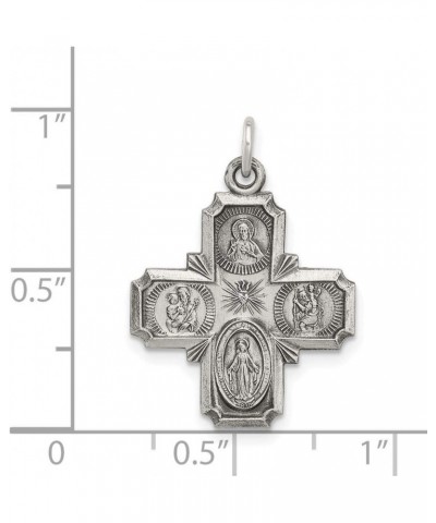 Sterling Silver Antiqued Reversible 4-way Medal 37mm 20mm style QC5806 $16.17 Pendants