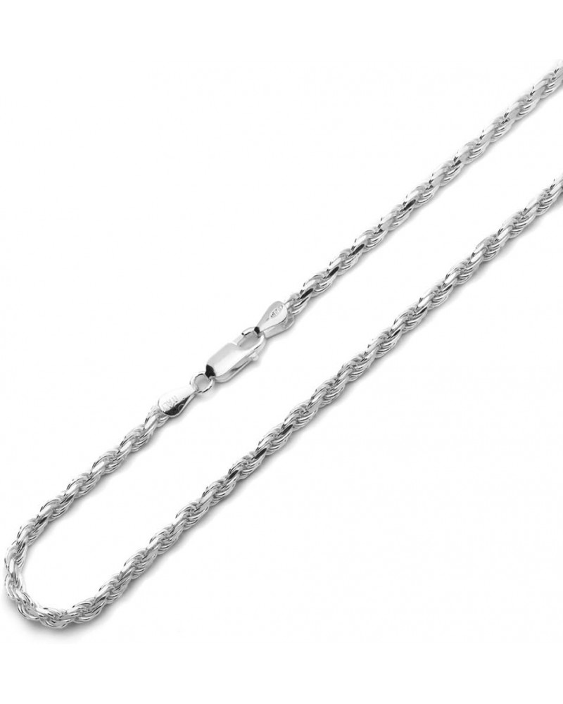 Sterling Silver Necklace 4mm High Polished Rope Chain Necklace (16, 18, 20, 22, 24, 26, 28, 30 Inch) 22.0 Inches $51.84 Neckl...