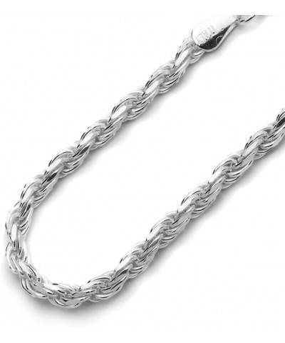 Sterling Silver Necklace 4mm High Polished Rope Chain Necklace (16, 18, 20, 22, 24, 26, 28, 30 Inch) 22.0 Inches $51.84 Neckl...