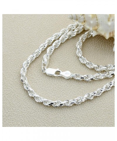 Sterling Silver Necklace 4mm High Polished Rope Chain Necklace (16, 18, 20, 22, 24, 26, 28, 30 Inch) 22.0 Inches $51.84 Neckl...