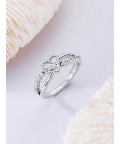 Valentine's Day Gift for Her 925 Sterling Silver Infinity Heart Promise Ring Personalized Name Engraved Ring Anniversary Grad...