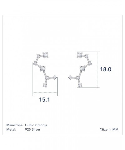 Horoscope Collection - Rhodium Clad Sterling Silver Cubic Zirconia Zodiac Constellation Symbol 12 Signs Earrings for Women Mo...