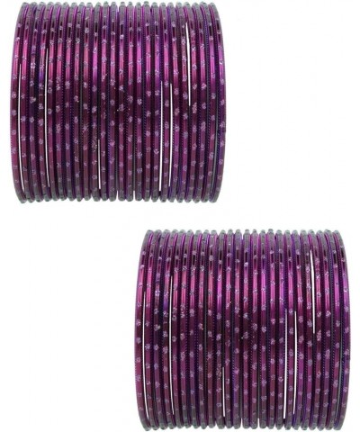 Indian Bangles Set Bollywood Plain Metal Bangle Bracelets Costume Jewelry for Women & Girls 2-4 Dark Magenta Color (Set of 48...