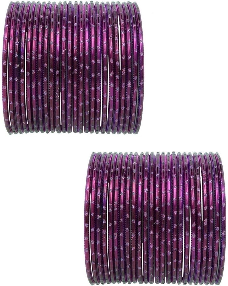 Indian Bangles Set Bollywood Plain Metal Bangle Bracelets Costume Jewelry for Women & Girls 2-4 Dark Magenta Color (Set of 48...