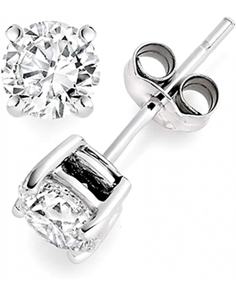 925 Sterling Silver 1.5 tcw Basket Setting 6MM Clear Round CZ Cubic Zirconia Nickel Free Stud Earrings $7.53 Earrings