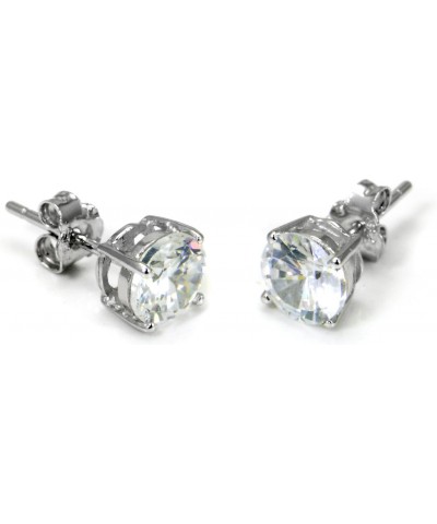 925 Sterling Silver 1.5 tcw Basket Setting 6MM Clear Round CZ Cubic Zirconia Nickel Free Stud Earrings $7.53 Earrings