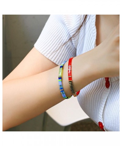 Women Tila Multi Color Stretch Bracelets Tile Enameled Alloy Friendship Bracelets Handmade Cuffs Jewelry Gift 06O $10.79 Brac...