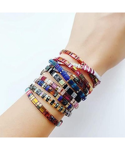 Women Tila Multi Color Stretch Bracelets Tile Enameled Alloy Friendship Bracelets Handmade Cuffs Jewelry Gift 06O $10.79 Brac...