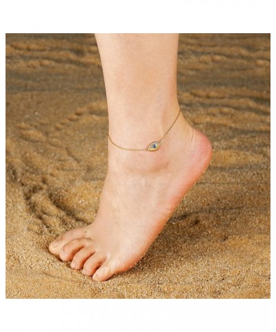 Solid 18K Over Gold Anklet for Women,Gold Anklets for Women Layered/Tennis/Paperclip Link/Herringbone/Evil Eye/Cuban/Mariner/...