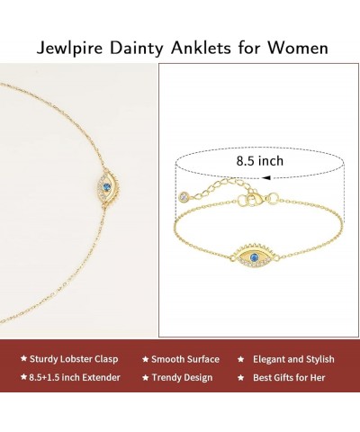 Solid 18K Over Gold Anklet for Women,Gold Anklets for Women Layered/Tennis/Paperclip Link/Herringbone/Evil Eye/Cuban/Mariner/...