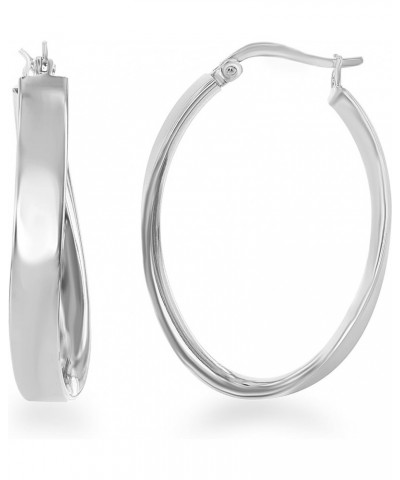 Sterling Silver Italian High Polish Rose/Gold Tone 25mm x 35mm Twisted Hoop Earrings Sterling Silver $20.25 Earrings