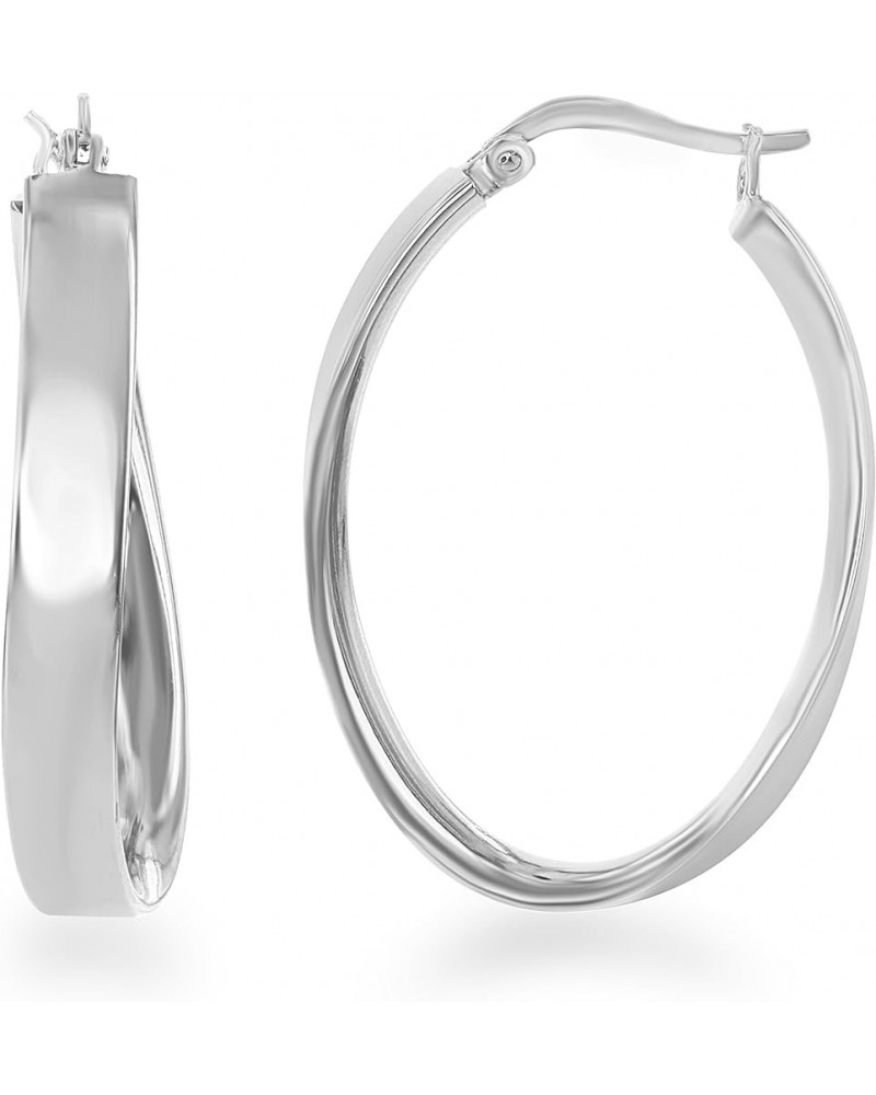 Sterling Silver Italian High Polish Rose/Gold Tone 25mm x 35mm Twisted Hoop Earrings Sterling Silver $20.25 Earrings