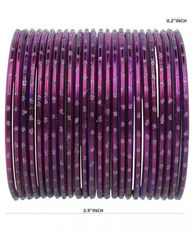 Indian Bangles Set Bollywood Plain Metal Bangle Bracelets Costume Jewelry for Women & Girls 2-4 Dark Magenta Color (Set of 48...