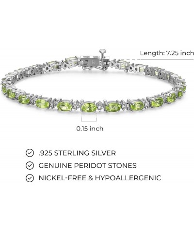 Tennis Bracelet for Women, Diamonds and Oval Gemstones, Birthstone Colors, Pure 925 Sterling Silver with Secure Locking Clasp...