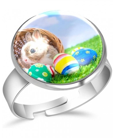 Women's Ring Gem Black Wild Rabbit Hare Green Grassland Stainless Steel Ring Lucky Crystal Glass Ring Jewelry Gift [Exclusive...