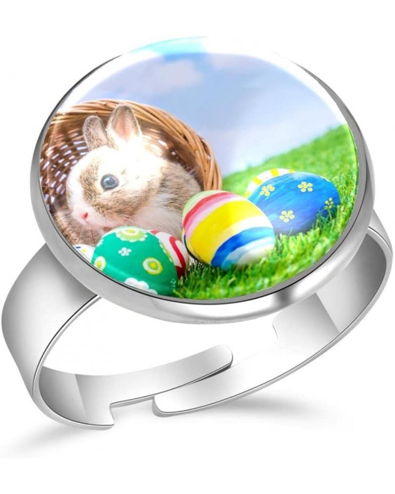 Women's Ring Gem Black Wild Rabbit Hare Green Grassland Stainless Steel Ring Lucky Crystal Glass Ring Jewelry Gift [Exclusive...