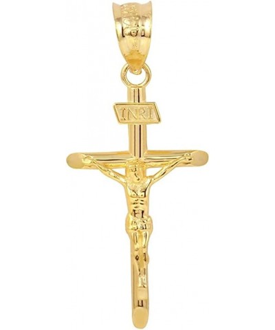 10K Yellow Gold 1.2" INRI Crucifix Cross Pendant Necklace - Choice of Rolo Chain Length or Charm Only 10K Yellow Gold - Penda...