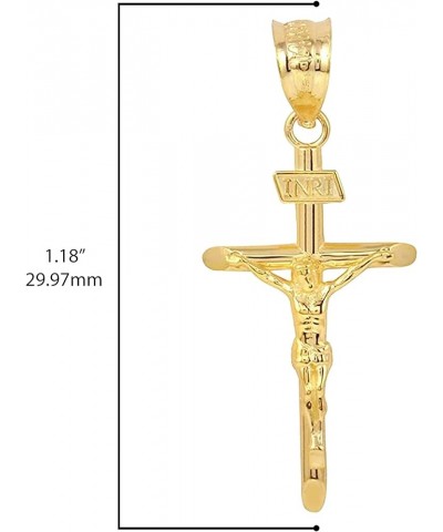 10K Yellow Gold 1.2" INRI Crucifix Cross Pendant Necklace - Choice of Rolo Chain Length or Charm Only 10K Yellow Gold - Penda...