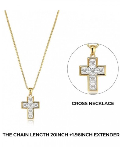 18K Gold/Stainless Steel Necklaces for Women Dainty Simulated Diamond Cross Pendant Necklace Christian Jewelry Religious Gift...