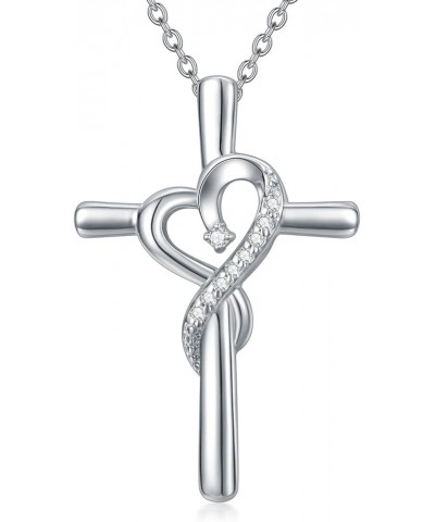 Sterling Silver Natural Diamonds Cross Necklace for Women,Diamond Jewelry Gift for women,girlfriend(I2-I3 Clarity) STYLE5 $34...