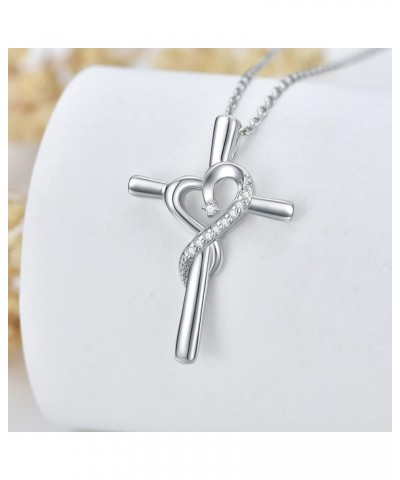 Sterling Silver Natural Diamonds Cross Necklace for Women,Diamond Jewelry Gift for women,girlfriend(I2-I3 Clarity) STYLE5 $34...