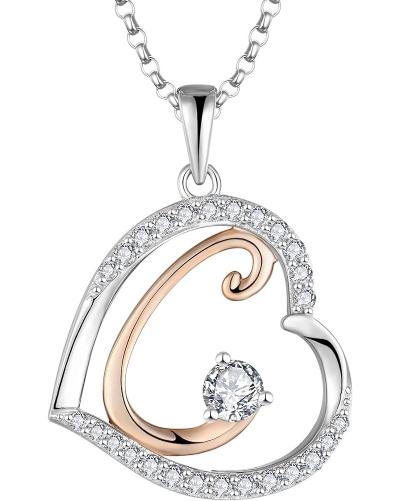 Initial Necklace Sterling Silver Heart Alphabet Letter Necklace for Women with 5A Cubic Zirconia Letter C $29.14 Necklaces