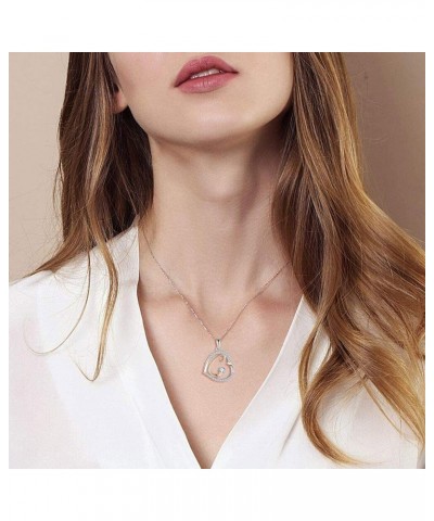 Initial Necklace Sterling Silver Heart Alphabet Letter Necklace for Women with 5A Cubic Zirconia Letter C $29.14 Necklaces