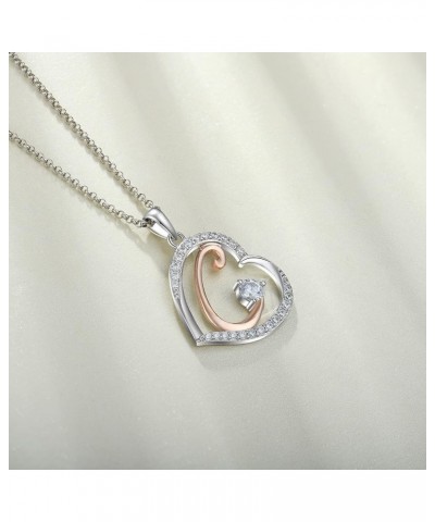 Initial Necklace Sterling Silver Heart Alphabet Letter Necklace for Women with 5A Cubic Zirconia Letter C $29.14 Necklaces