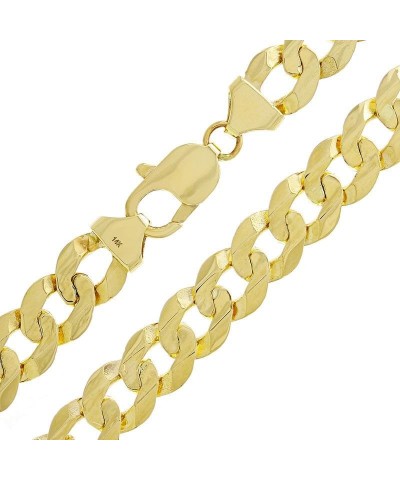 9mm Solid 14k Gold Cuban Link Chain - 9mm Heavy Solid Golden Chain Flat Curb Link Necklace - Mens Jewelry Made with Hypoaller...