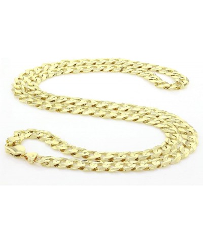 9mm Solid 14k Gold Cuban Link Chain - 9mm Heavy Solid Golden Chain Flat Curb Link Necklace - Mens Jewelry Made with Hypoaller...